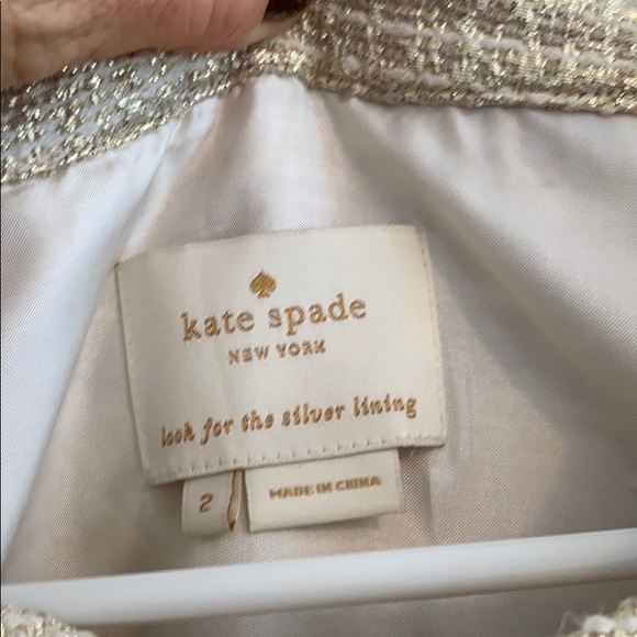 Kate Spade Gold Metallic Tweed Dress, size 2 - Picture 3 of 4